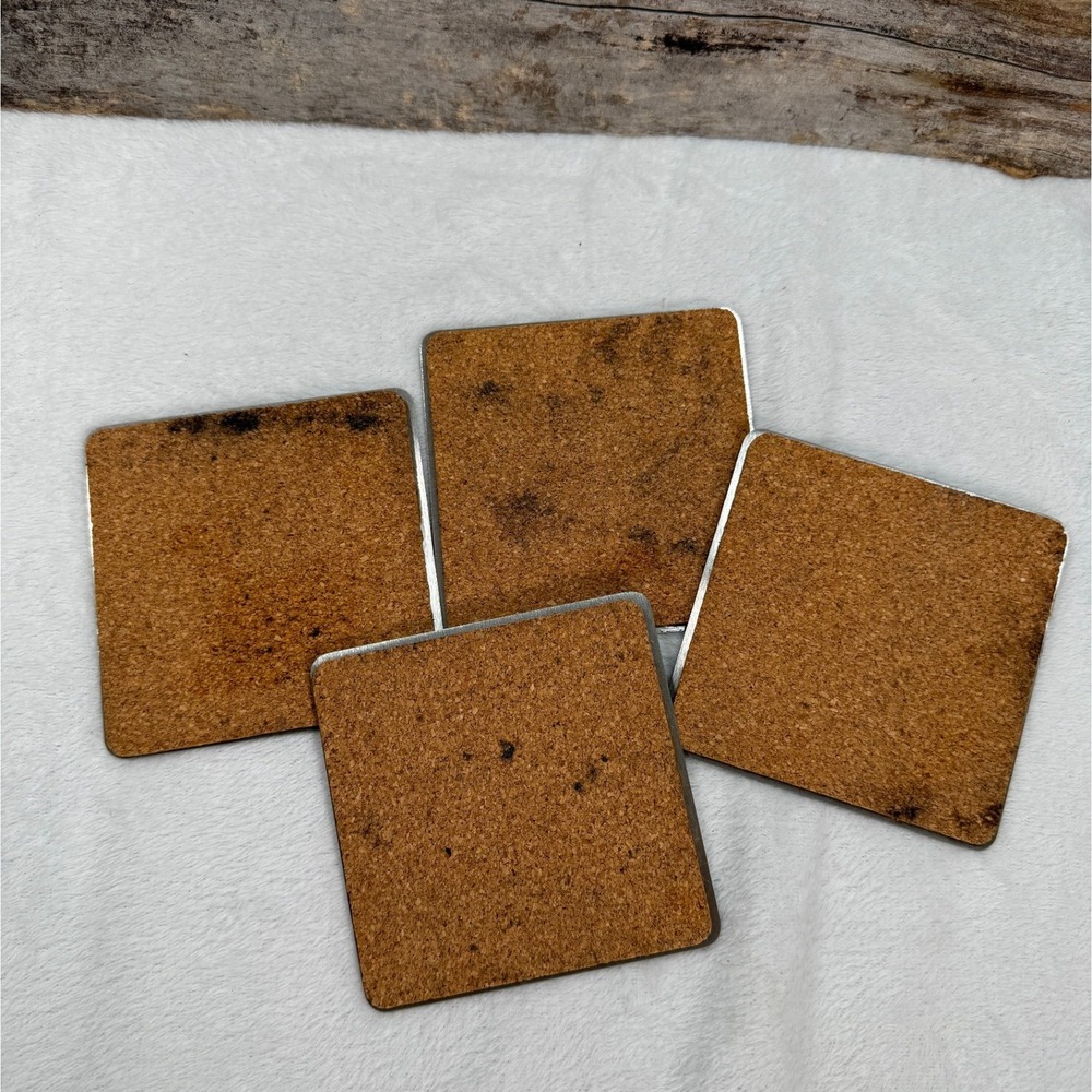 Set of 4 Brushed Stainless Steel LA Rams Boasters Cork Backed Coasters 4x4 - Picture 3 of 6
